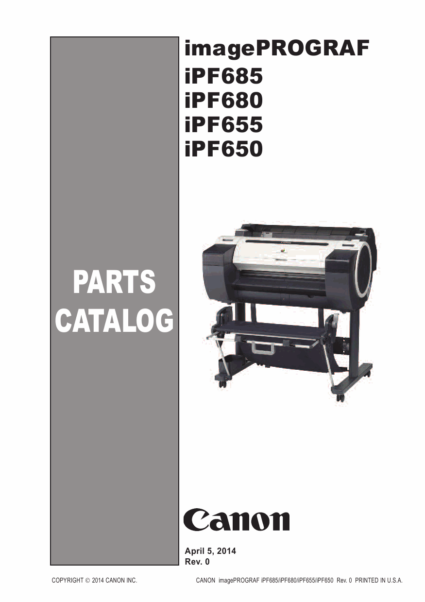 Canon imagePROGRAF iPF-685 680 655 650 Parts Catalog Manual-1